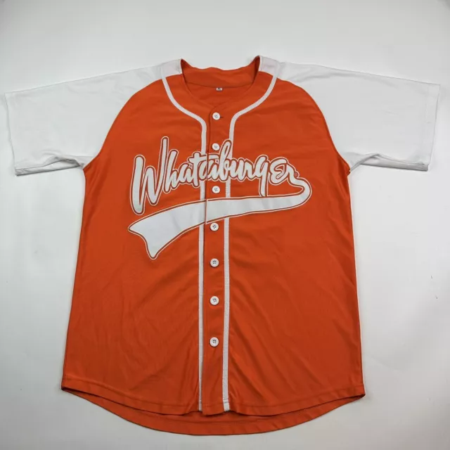 Whataburger Mens Size XL Orange & White 100% Polyester Baseball Jersey