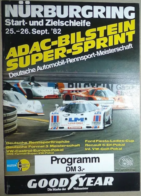 25.-26. Sept. 82 ADAC Bilstein Super Sprint Nürburgring PROGRAMMHEFT å II04 *