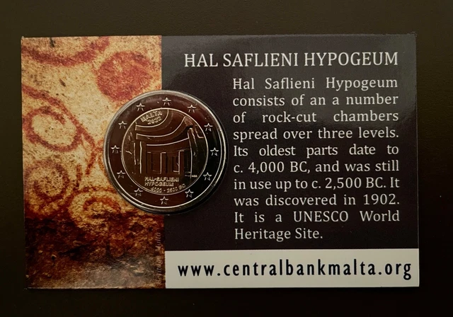 coincard BU ST 2 euro MALTE MALTA 2022 TEMPLE HAL SAFLIENI HYPOGEUM