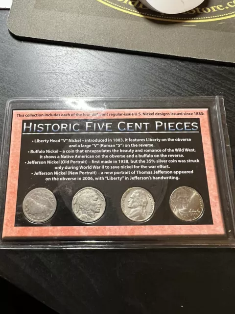 Historic Five Cent Pieces 4 Nickels First Commemorative Mint Set (Slab1741)