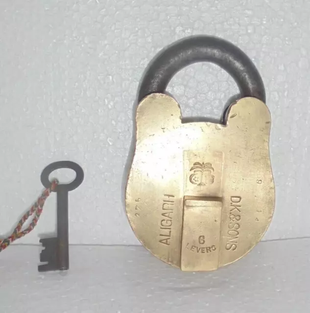 Vintage Big Solid Heavy Tree Engraved Mark Handcrafted Brass Padlock