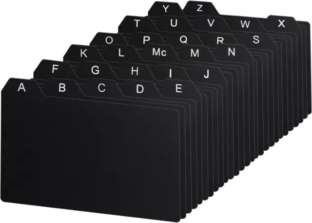 27PCS Black Index Card Dividers, 5X3.5Inch Alphabetical File Dividers Index Card