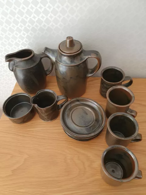 Vintage Cornish Tremar Coffee Set (Coffee Pot, Sugar, Milk, Cups,Saucers,Jug)