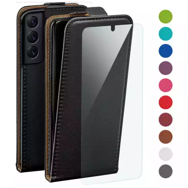 Handy Tasche für Samsung Galaxy S22 Handyhülle Flip Case Schutz Hülle mit Folie