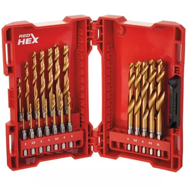 Milwaukee 19 Piece Red Hex Shockwave Impact Duty Hss-Ground Metal Drill Bit Set