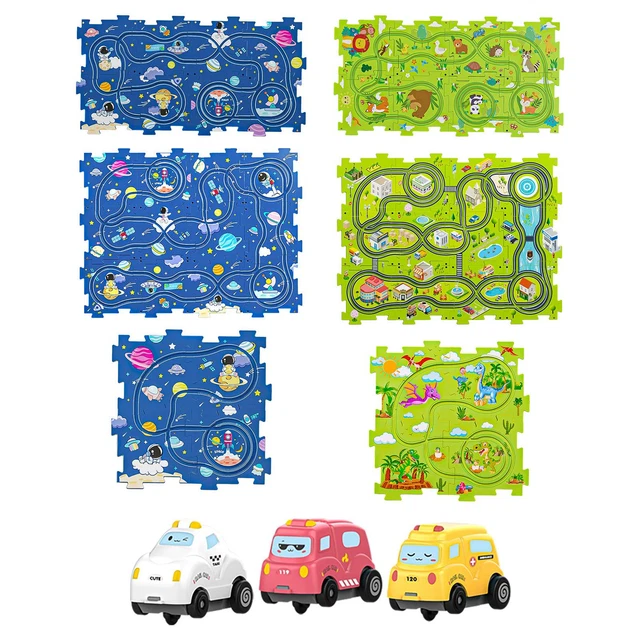 DIY Assembling Electric Trolley,Children's Educational Puzzle Track Car Play Set