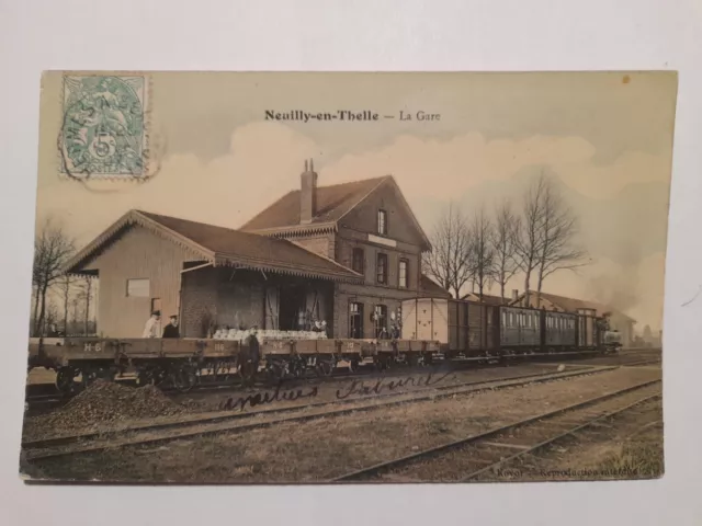 CPA - 60 - Neuilly en Thelle - La gare - train - lively -