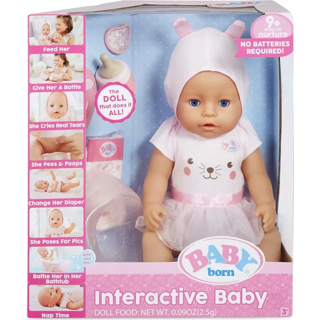 BABY BORN Interactive Baby Doll Girl In Pink Dress from Tates
