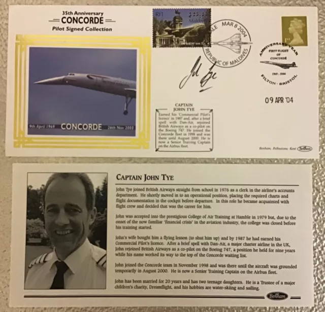 AA-CONCORDE,35th ANN,HAND SIGNED CAPTAIN JOHN TYE,FDC.PILOT SIGNED COLLECTION