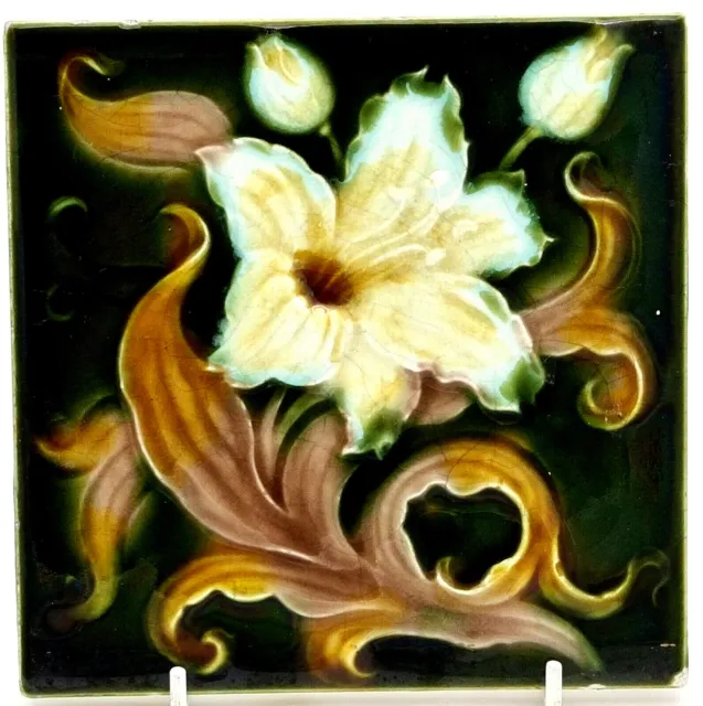 Art Nouveau Majolica tile by Henry Richards. C1908 AE2