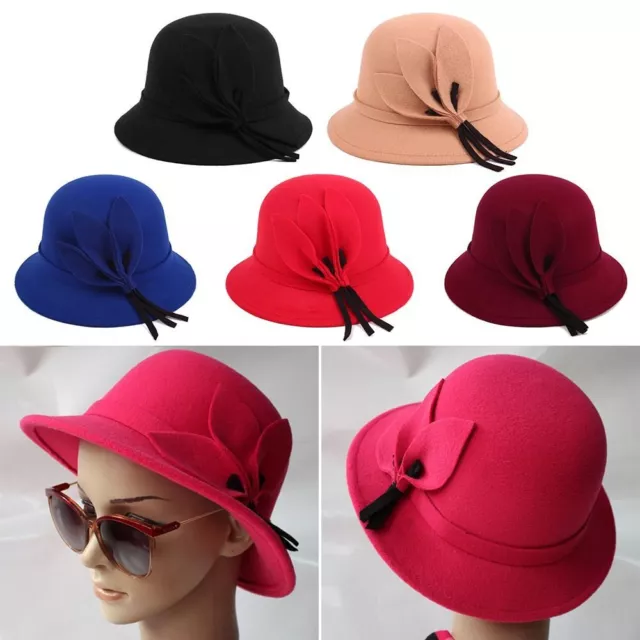 Warm Hat Women Vintage Retro Hat Wool Felt Bucket Cap Church Bowler Cloche Hats