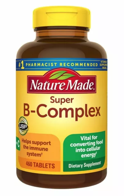 Nature Made Super B Complex Vitamin C Immune Health Energy Gain 460 Ct family SZ