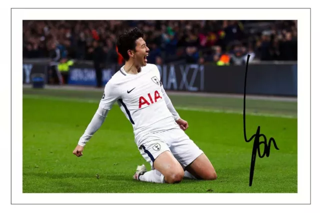 SON HEUNG MIN Signed Autograph PHOTO Fan Gift Signature Print TOTTENHAM HOTSPUR