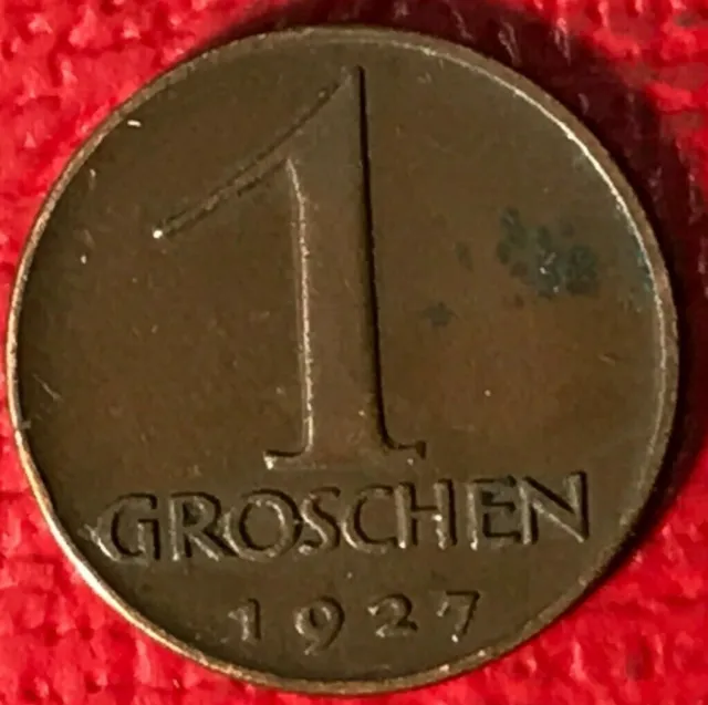 A Higher Grade 1927 Austria One Groschen Coin-Apr015