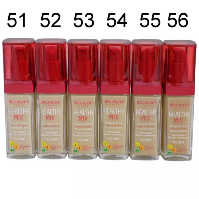 2 x Bourjois Healthy Mix Anti Fatigue Foundation 30ml   - 55 Dark beige