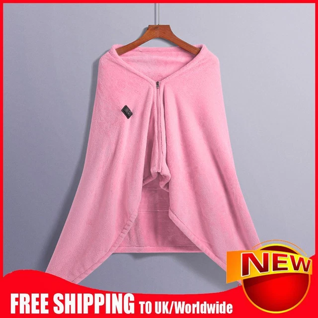 USB Wearable Heated Poncho Blanket Warm Soft Cozy for Car Office Home Travel