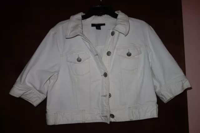 Style & Co Cropped Style Off White Denim Jean Jacket Size Large