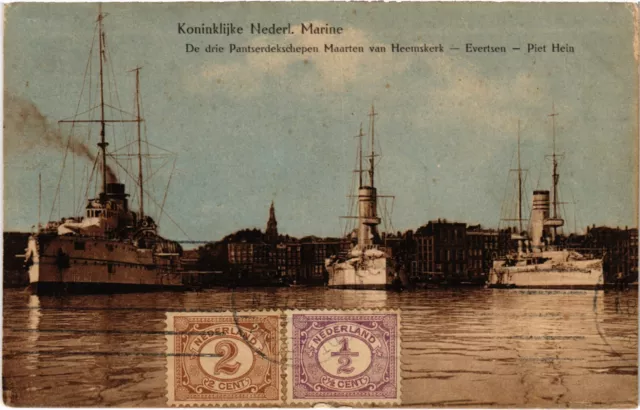 PC SHIPS, DUTCH NAVY, MAARTEN VAN HEEMSKERK, EVERTSEN, Vintage Postcard (b49834)