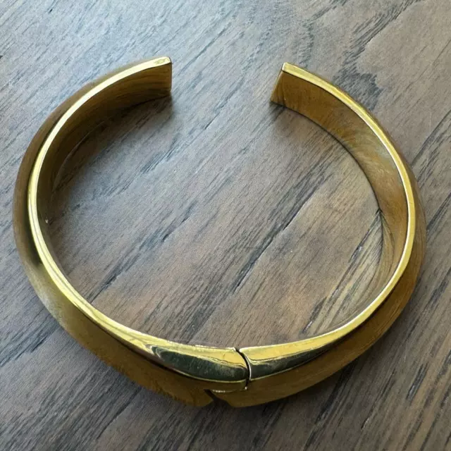 Kate Spade New York Raise The Bar Shiny Cuff Hinged Gold Tone Bracelet with Box
