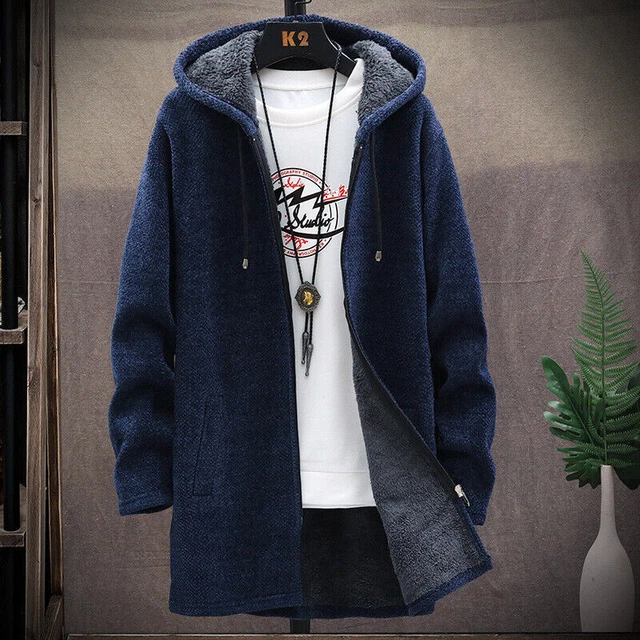Mens Thick Warm Fleece Lined Hooded Hoodie Winter Zip Up Coat Jacket Sweatshirt