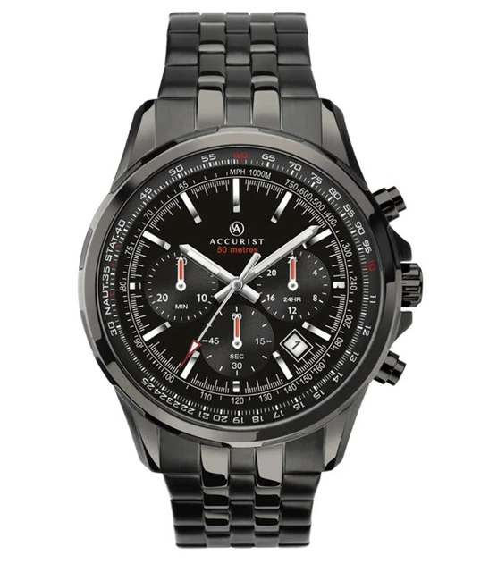 ACCURIST CHRONOGRAPH QUARTZ Black Dial Black Steel Bracelet Men s