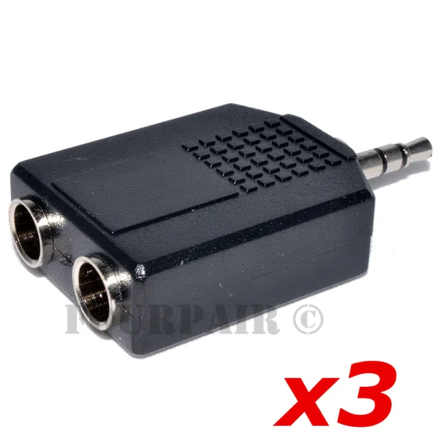 3 Pack - 1/4" Dual Stereo Female to 3.5mm 1/8" Male TRS Audio Y Splitter Adapter