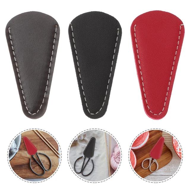 3 Pcs Protezione Forbici Pelle Copricapo A Forbice Fodero Cuoio Cosmetico