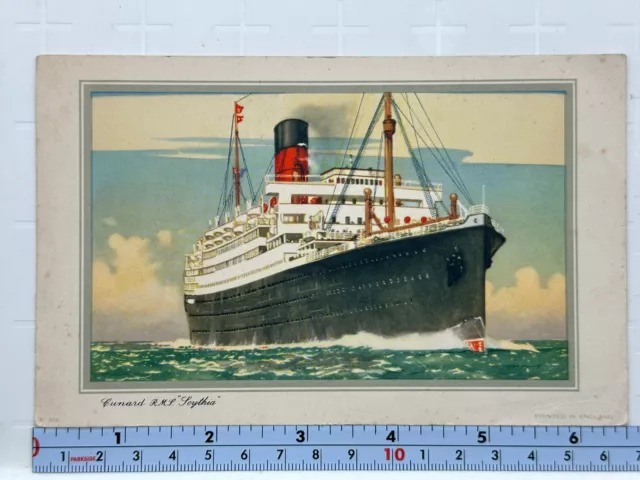 RMS SCYTHIA Cunard White Star Line Luxury Liner Cruise Ship Postcard 1955