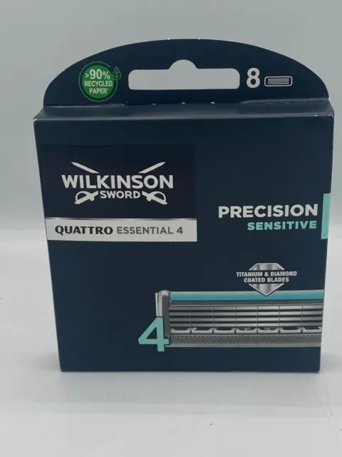Wilkinson Sword Quattro Razor Titanium Sensitive  x1=8 Blades (new black pack)