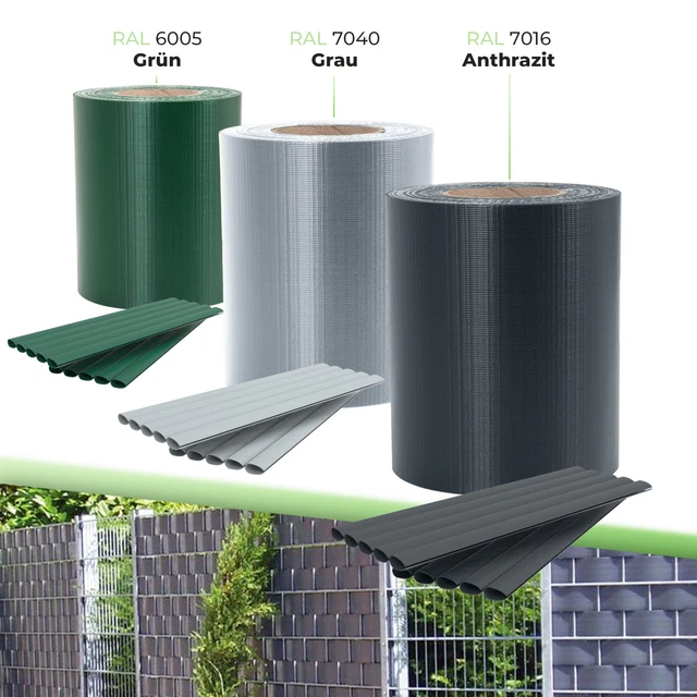 PVC SICHTSCHUTZ STREIFEN Rolle 35m Blende Folie Doppelstabmatten Garten