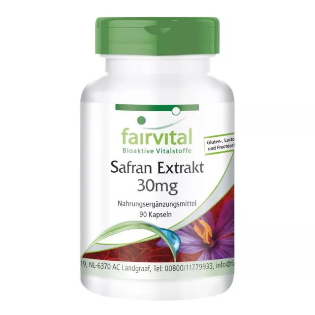 Safran Extrakt 30 mg - 90 Kapseln + Vitamin B5, B6 und B12 | VEGAN | fairvital