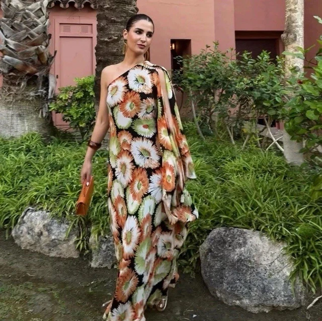 ZARA LONG FLORAL Print Asymmetric Maxi Dress Orange Green Size XS M  2969/104 New 69.95 - PicClick UK