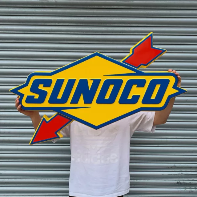 Sunoco 3D Geprägt Licht Verpackung LED Wandschild Garage Benzin Auto Vintage &