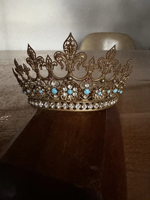 Couronne Aurore Boréale Strass Diadème Raiponce Doré - Accessoire Cosplay Princesse Noël Halloween