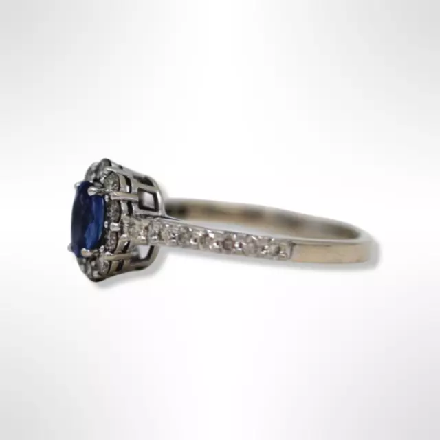 Le Vian 14K White Gold Natural Sapphire Diamond Halo Ring (size 7) 3