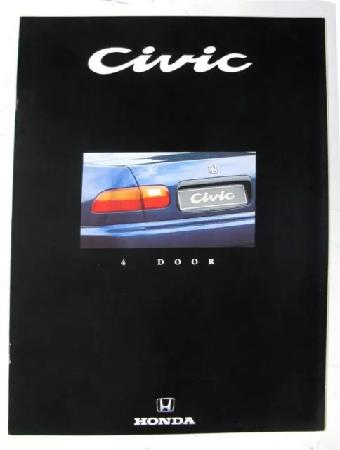 HONDA Civic 4 Door Car Sales Brochure Dec 1991 #HBRO 019/12.91/PB/50k.1