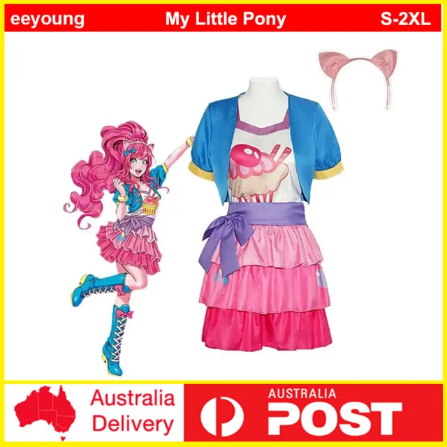 My Little Pony Cosplay Pinkie Pie Costume Halloween Party Dress Full Set Outfit