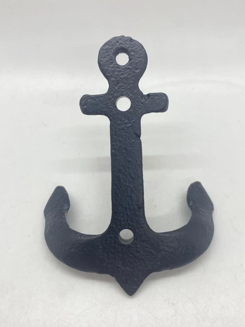 Nautical Black Cast Iron Ship Anchor Wall Hooks Coat Hooks – set of 5 2