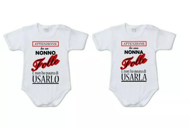 body bimbo stampa " ho un NONNO NONNA folle " idea regalo nascita nipote bambino