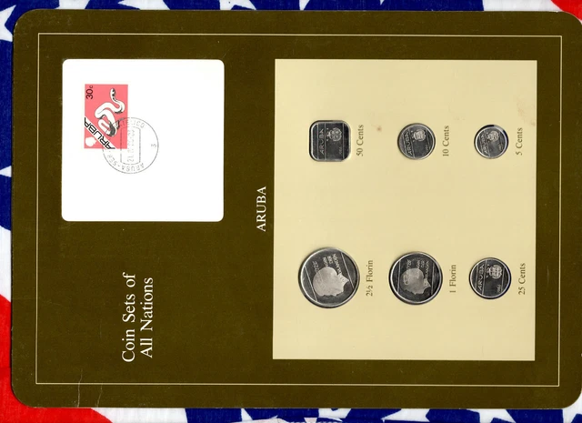 Coin Sets of All Nations Aruba 1,2.5 Florin 5,10,25,50 Cents 1986 UNC