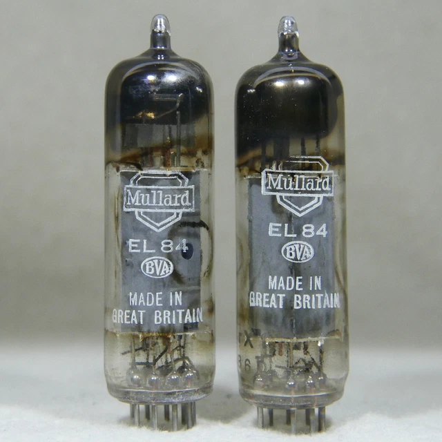 MATCHED PAIR MULLARD EL84/6BQ5 Square Getter England rX1 B6D 1956 £90. ...