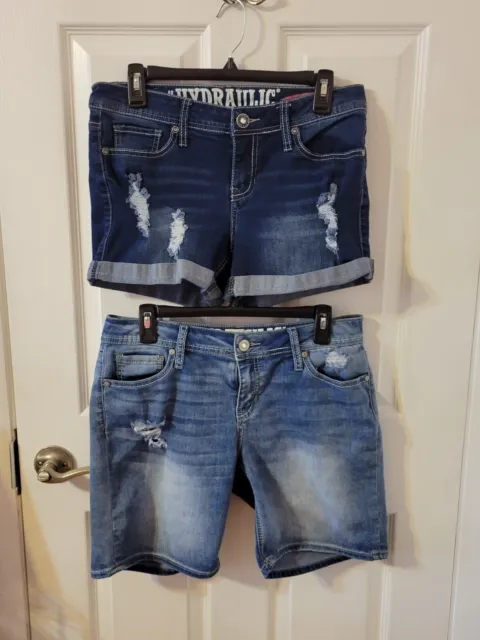 Hydraulic LoLa Curvy Jean Shorts Size 11/12 Rhinestone Pockets - Lot of 2