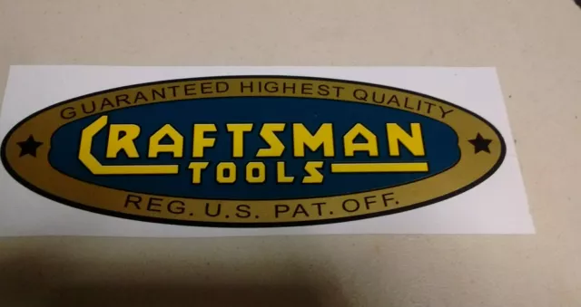 Craftsman Tools lathe vintage 1930's style decal 8-7/8" early blue gold yellow