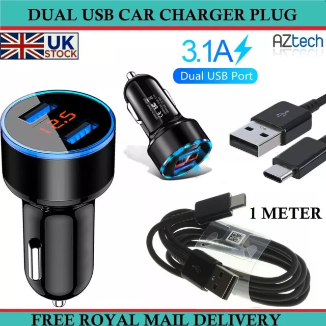 Dual Fast Car Charger Socket Adapter & Cable For Samsung Galaxy S20 / S20 FE 5G