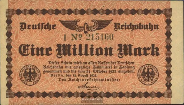 Berlin Pick-Nr: S1011 Inflationsgeld der Deutschen Reichsbahn Berlin bankfrisch
