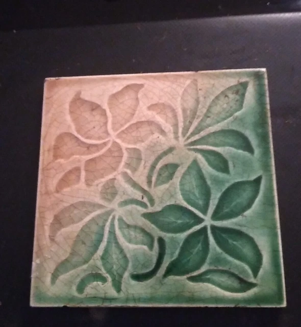 Antique Victorian Floral Tile Circa 1900's