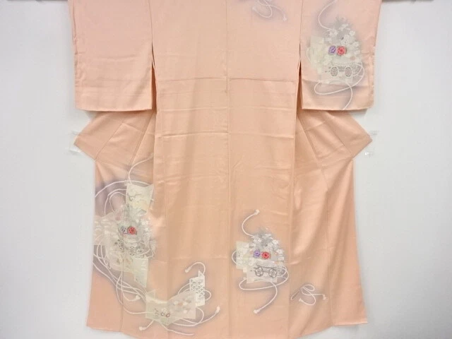 45532# Japanese Kimono / Antique Kimono / Embroidery / Floral Cart