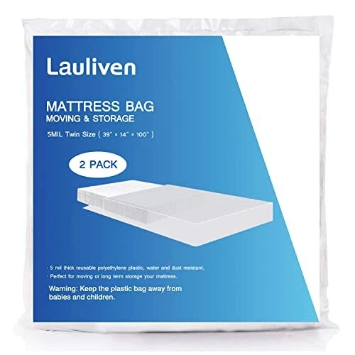 2-Pack Mattress Bag for Moving - Twin Size Mattress Storage Bag - 5 Mil Heavy...