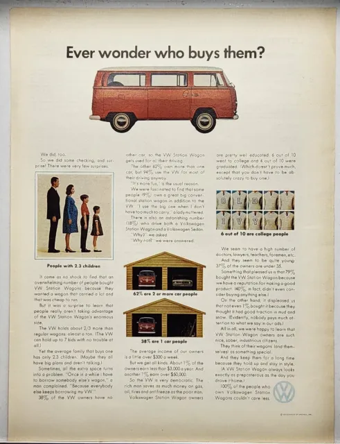1969 VW Volkswagen Station Wagon Retro Ever Wonder Who Buys Them? Vtg Print Ad