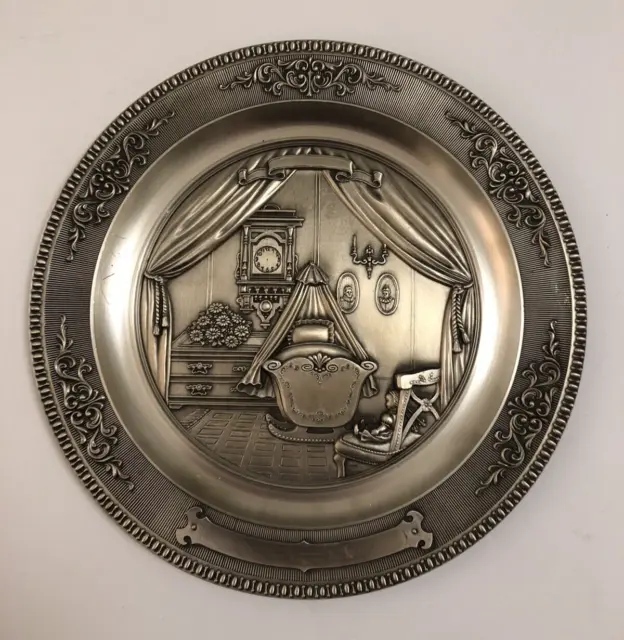 Collector's Pewter Relief Plate 8 1/4"D WMF Zinn Angel Mark Germany Engravable